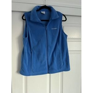 Columbia Blue Fleece Zip Up Vest Petite Large